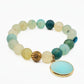 Amazonite Pendant Bracelet – Handmade with Amazonite Beads (10mm Natural Stone Beads Pewter Accents Stretch-to-Fit 7.5