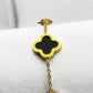Black Clover Bracelet - 18K Gold on Titanium (Adjustable Chain with Clasp)