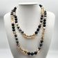 Black Hand Knotted Necklace - Handmade Knotted Necklace with Natural Gemstones and Crystals (36 Inches Long)