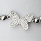 Butterfly Polished Stainless Steel Beaded Bracelet - Polished Stainless Steel with Butterfly Motif and brilliant CZ