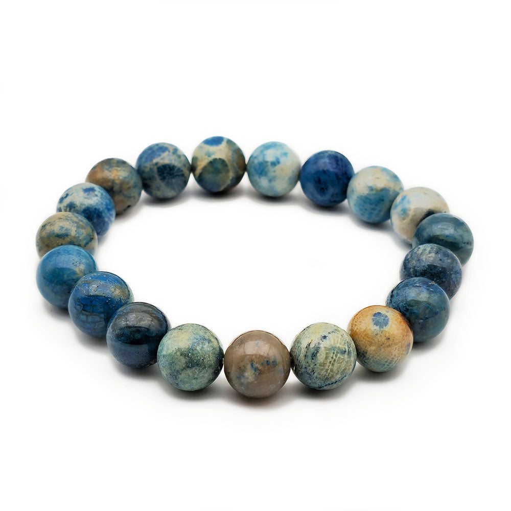 Chrysanthemum Stone Bracelet – Handmade with Genuine Natural Gemstones (10 mm Beads - 7.5 Inches Stretch-to-fit)