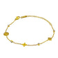 Floral Geometric Bracelet - 18K Gold on Titanium with Zircon Gemstone Accents (Adjustable Chain with Clasp)