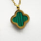 Green Clover Necklace - 18K Gold on Titanium Pendant with Chain