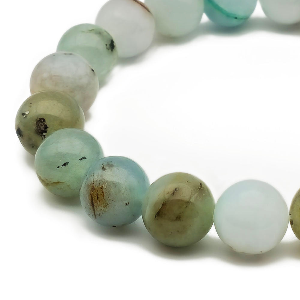 Handmade Amazonite Bracelet – Genuine Natural Gemstones 12mm Beads Stretch-to-Fit (7.5 Inches)