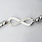 Infinity Polished Stainless Steel Beaded Bracelet - Polished Stainless Steel with Infinity Motif and brilliant CZ