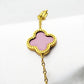 Pink Clover Bracelet - 18K Gold on Titanium (Adjustable Chain with Clasp)