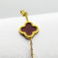 Red Clover Bracelet - 18K Gold Plating on Titanium (Adjustable Chain with Clasp)
