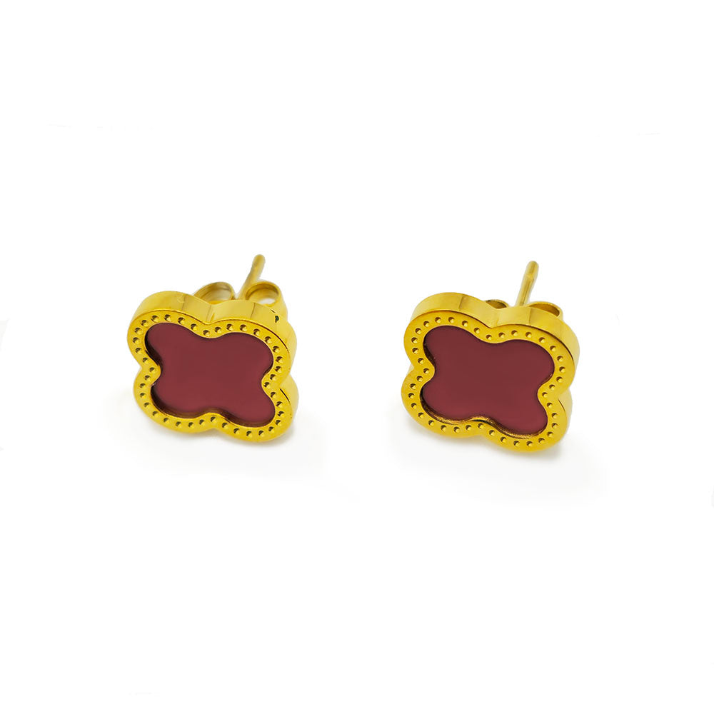 Red Clover Earrings - 18K Gold on Titanium (Butterfly Clasp)