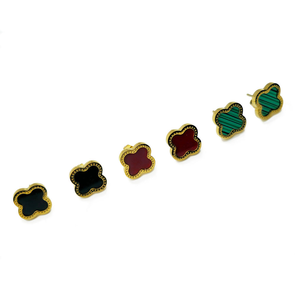 Red Clover Earrings - 18K Gold on Titanium (Butterfly Clasp)