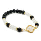 White Clover Bracelet – Handmade with Genuine Crystal & Lava Stone (8x6mm Beads Stretch-to-Fit 7.5 inches)